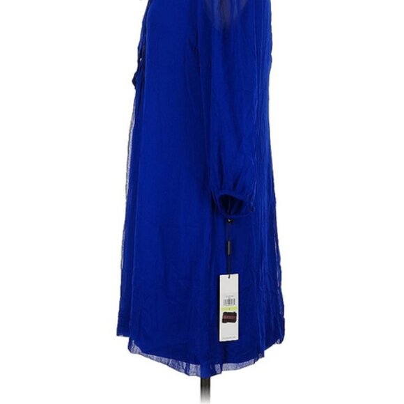 NWT Calvin Klein Tie V-Neck Ruffle Sleeve Trapeze Minidress in Size 4 - Picture 2 of 12